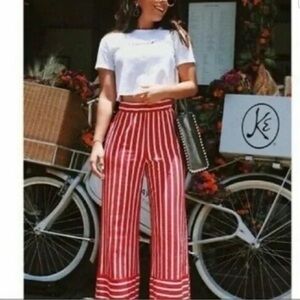 Zara striped palazzo trousers